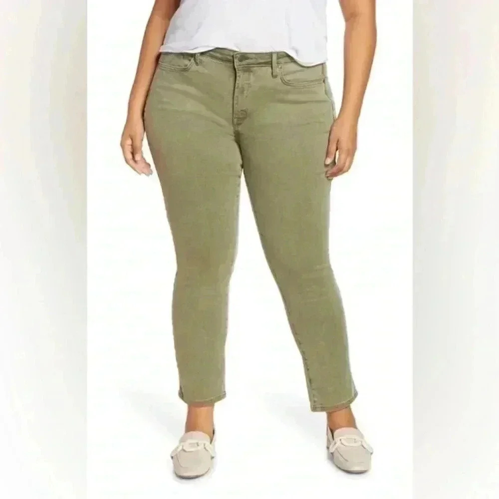 NWT NYDJ Sheri Slim Ankle Jeans In Moss Pigment Plus Sz 26W